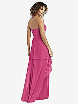 Rear View Thumbnail - Tea Rose Strapless Chiffon Dress with Skirt Overlay