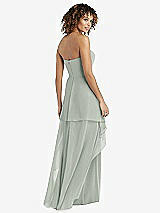 Rear View Thumbnail - Willow Green Strapless Chiffon Dress with Skirt Overlay