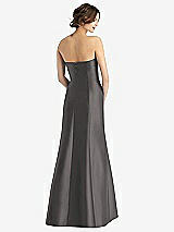 Rear View Thumbnail - Caviar Gray Strapless Satin Trumpet Gown with Front Slit