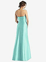 Rear View Thumbnail - Coastal Strapless Satin Trumpet Gown with Front Slit