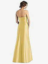 Rear View Thumbnail - Maize Strapless Satin Trumpet Gown with Front Slit