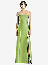 Front View Thumbnail - Mojito Strapless Satin Trumpet Gown with Front Slit