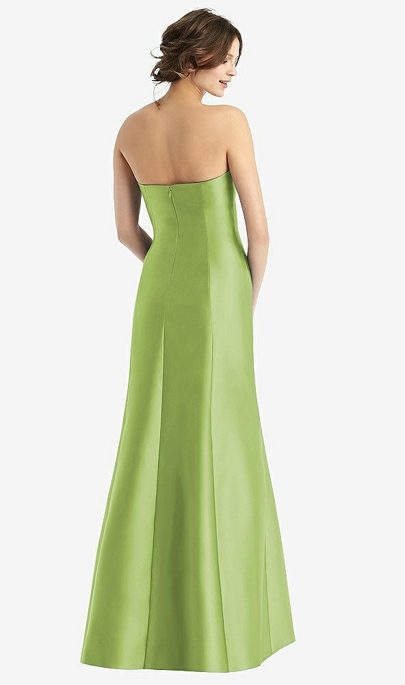 Back View - Mojito Strapless Satin Trumpet Gown with Front Slit