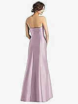 Rear View Thumbnail - Suede Rose Strapless Satin Trumpet Gown with Front Slit