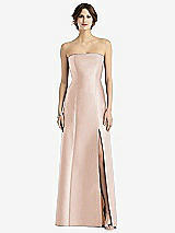 Front View Thumbnail - Cameo Strapless Satin Trumpet Gown with Front Slit