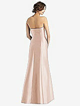 Rear View Thumbnail - Cameo Strapless Satin Trumpet Gown with Front Slit