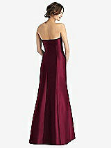 Rear View Thumbnail - Cabernet Strapless Satin Trumpet Gown with Front Slit