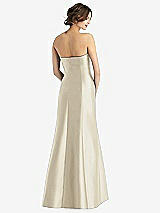 Rear View Thumbnail - Champagne Strapless Satin Trumpet Gown with Front Slit