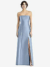 Front View Thumbnail - Cloudy Strapless Satin Trumpet Gown with Front Slit