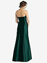 Rear View Thumbnail - Evergreen Strapless Satin Trumpet Gown with Front Slit