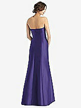 Rear View Thumbnail - Grape Strapless Satin Trumpet Gown with Front Slit