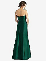 Rear View Thumbnail - Hunter Green Strapless Satin Trumpet Gown with Front Slit