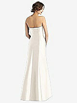 Rear View Thumbnail - Ivory Strapless Satin Trumpet Gown with Front Slit