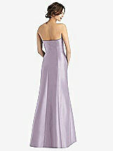 Rear View Thumbnail - Lilac Haze Strapless Satin Trumpet Gown with Front Slit