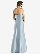 Rear View Thumbnail - Mist Strapless Satin Trumpet Gown with Front Slit