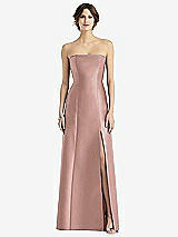 Front View Thumbnail - Neu Nude Strapless Satin Trumpet Gown with Front Slit