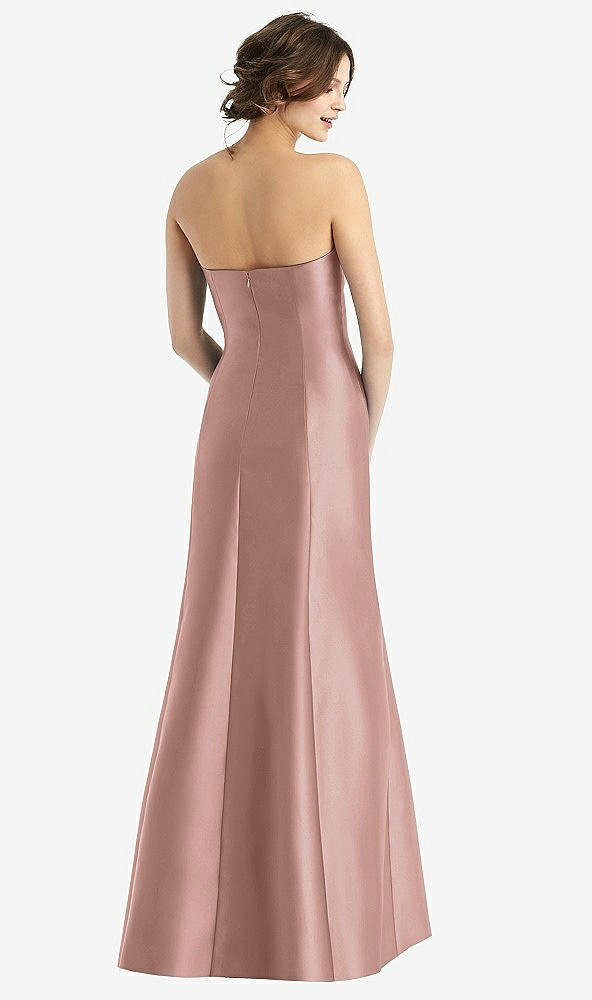 Back View - Neu Nude Strapless Satin Trumpet Gown with Front Slit