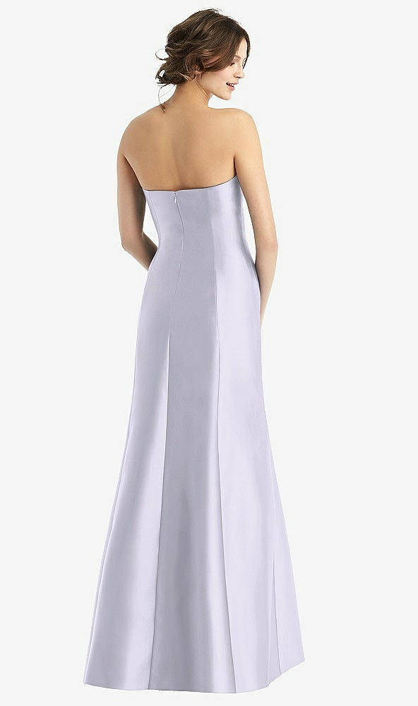 Back View - Silver Dove Strapless Satin Trumpet Gown with Front Slit