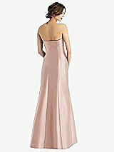 Rear View Thumbnail - Toasted Sugar Strapless Satin Trumpet Gown with Front Slit