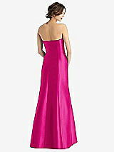 Rear View Thumbnail - Think Pink Strapless Satin Trumpet Gown with Front Slit