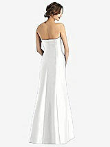 Rear View Thumbnail - White Strapless Satin Trumpet Gown with Front Slit