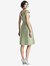 Rear View Thumbnail - Sage Cap Sleeve Pleated Cocktail Dress with Pockets