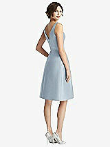 Rear View Thumbnail - Mist V-Neck Pleated Skirt Cocktail Dress with Pockets