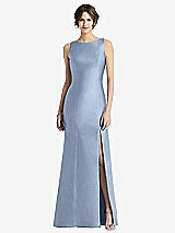 Front View Thumbnail - Cloudy Sleeveless Satin Trumpet Gown with Bow at Open-Back