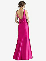 Rear View Thumbnail - Think Pink Sleeveless Satin Trumpet Gown with Bow at Open-Back