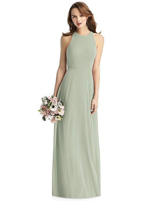 Sleeveless Halter Chiffon Maxi Dress