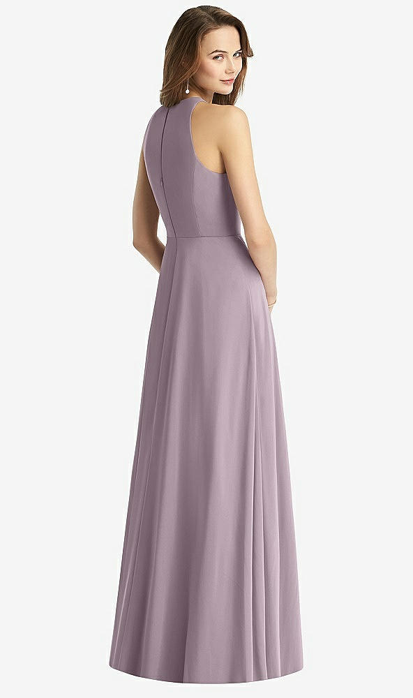 Back View - Lilac Dusk Sleeveless Halter Chiffon Maxi Dress