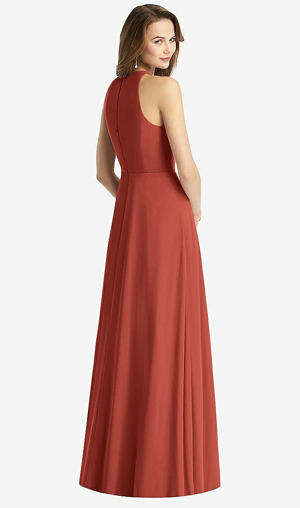 Back View - Amber Sunset Sleeveless Halter Chiffon Maxi Dress