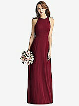 Front View Thumbnail - Burgundy Sleeveless Halter Chiffon Maxi Dress