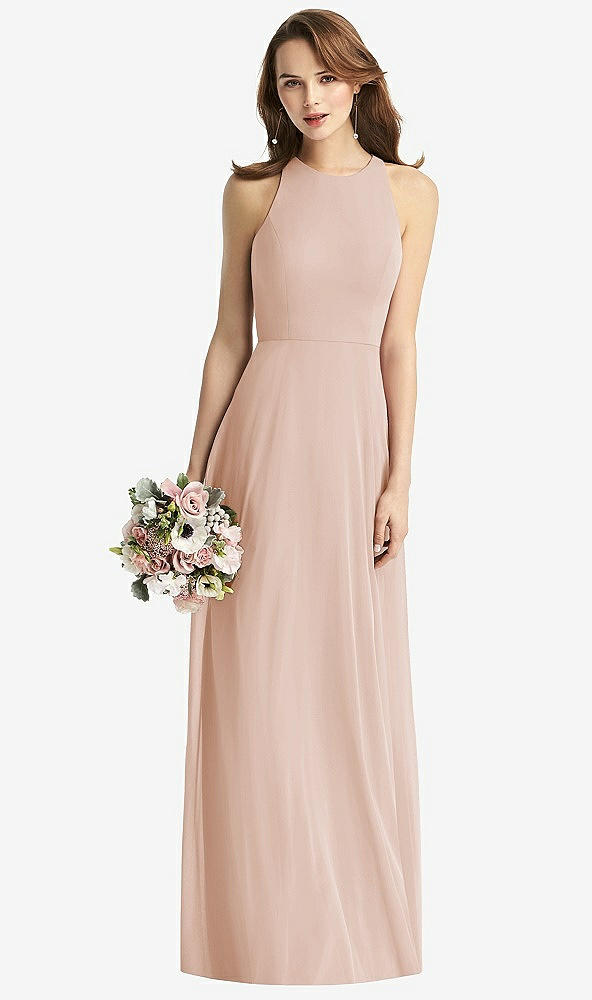 Front View - Cameo Sleeveless Halter Chiffon Maxi Dress