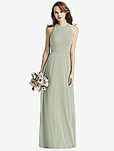 Front View Thumbnail - Celadon Sleeveless Halter Chiffon Maxi Dress