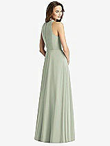 Rear View Thumbnail - Celadon Sleeveless Halter Chiffon Maxi Dress