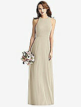 Front View Thumbnail - Champagne Sleeveless Halter Chiffon Maxi Dress