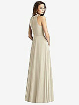 Rear View Thumbnail - Champagne Sleeveless Halter Chiffon Maxi Dress