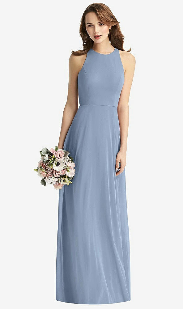 Front View - Cloudy Sleeveless Halter Chiffon Maxi Dress