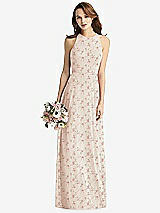 Front View Thumbnail - Coquette Floral Print Sleeveless Halter Chiffon Maxi Dress