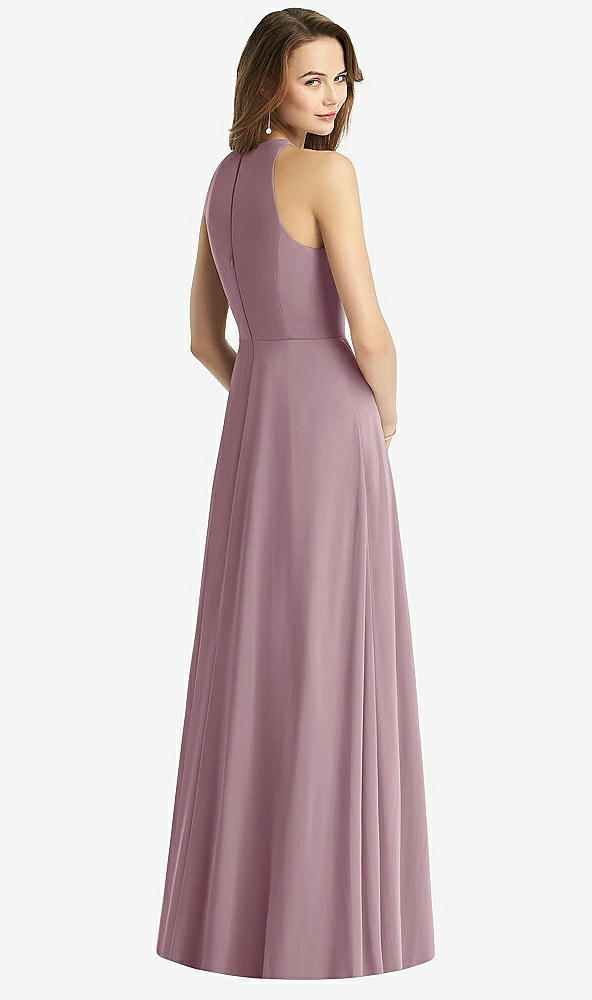 Back View - Dusty Rose Sleeveless Halter Chiffon Maxi Dress