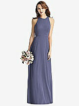 Front View Thumbnail - French Blue Sleeveless Halter Chiffon Maxi Dress