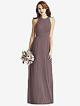 Front View Thumbnail - French Truffle Sleeveless Halter Chiffon Maxi Dress