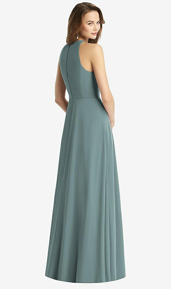 Back View - Icelandic Sleeveless Halter Chiffon Maxi Dress