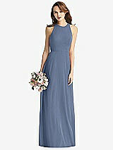 Front View Thumbnail - Larkspur Blue Sleeveless Halter Chiffon Maxi Dress