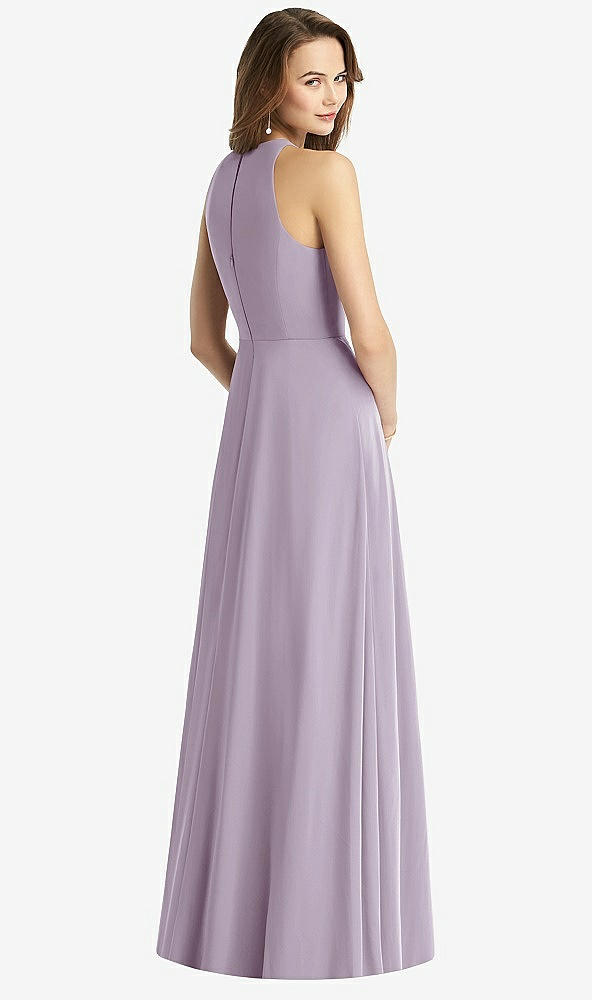 Back View - Lilac Haze Sleeveless Halter Chiffon Maxi Dress