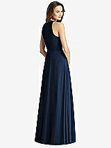 Rear View Thumbnail - Midnight Navy Sleeveless Halter Chiffon Maxi Dress