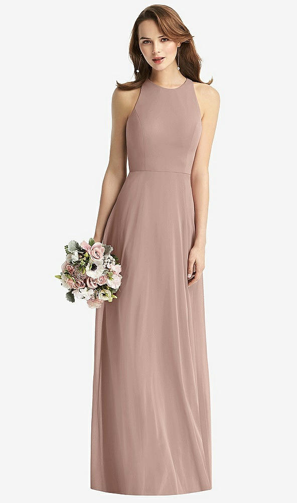 Front View - Neu Nude Sleeveless Halter Chiffon Maxi Dress