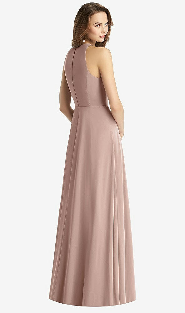 Back View - Neu Nude Sleeveless Halter Chiffon Maxi Dress