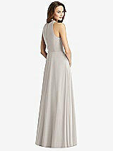 Rear View Thumbnail - Oyster Sleeveless Halter Chiffon Maxi Dress